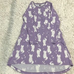 Tea Collection girls dress size 8 lavender with foxes